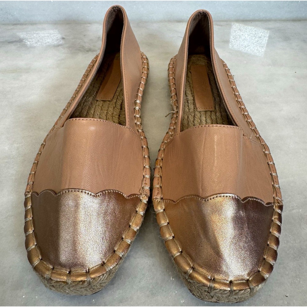 ASOS DESIGN Joy Toe-Cap Espadrilles Pink Faux Leather Rose Gold Metallic Size 7